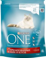 Food for sterilized cats PURINA ONE with beef and wheat, 750g