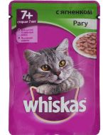 Wet food for cats over 7 years old WHISKAS ragout with lamb, 85g