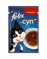 Wet food FELIX Soup for adult cats, with beef, 48 g