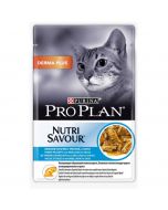 Wet food PURINA Pro Plan Nutri Savor for adult cats with sensitive skin with cod in sauce, 85 g