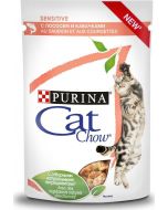 Wet food PURINA Cat Chow Sensitive for adult cats with sensitive digestion with salmon and zucchini in spider sauce, 85 g