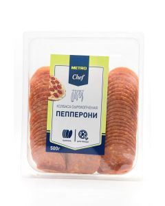 Pepperoni METRO CHEF Sliced ​​Raw Smoked, 500g