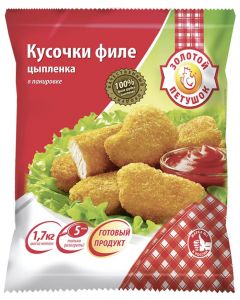 Pieces of chicken fillet GOLDEN COCKONS, breaded, 1.7 kg