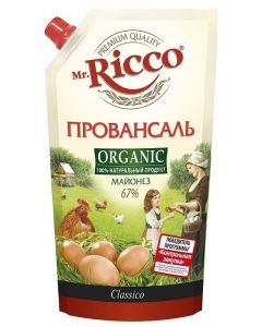 Mayonnaise MR.RICCO Organic Provencal 67%, 400 g