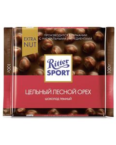 Dark chocolate RITTER SPORT Whole hazelnut, 100g