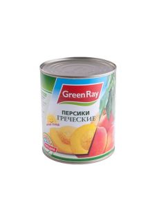 Canned peaches GREEN RAY Greek halves in syrup, 850g