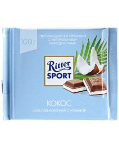 RITTER SPORT milk chocolate with coconut, 100 g