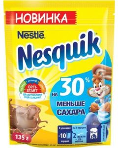 Instant cocoa drink Opti-Start NESQUIK, with vitamins and minerals, 30% less sugar, 135 g